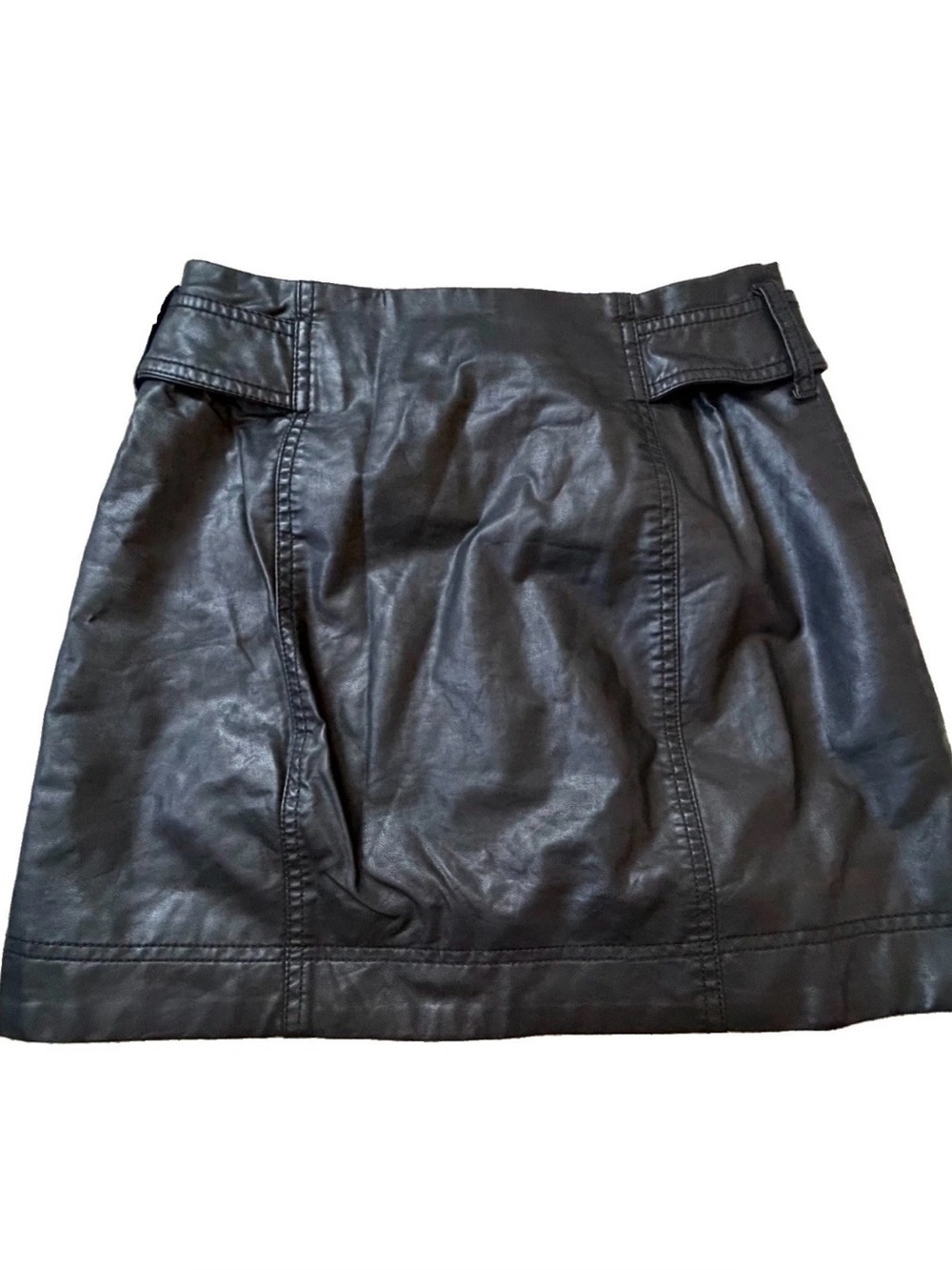 free people mini skirt Sz 0 Belt Faux Leather Biker , Gothic Minimalist - Picture 5 of 10